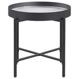 Ozella Sandy Black Round End Table with Recessed Top by Coaster at Eve Furniture