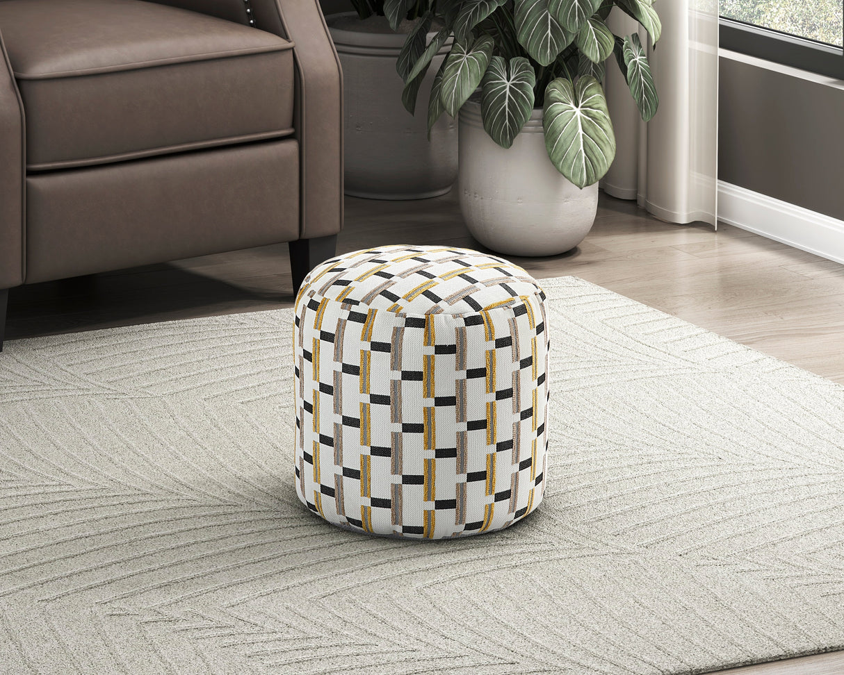 Easley Multi-Color Cylindrical Linear-Pattern Jacquard Pouf (no Wooden Frame)