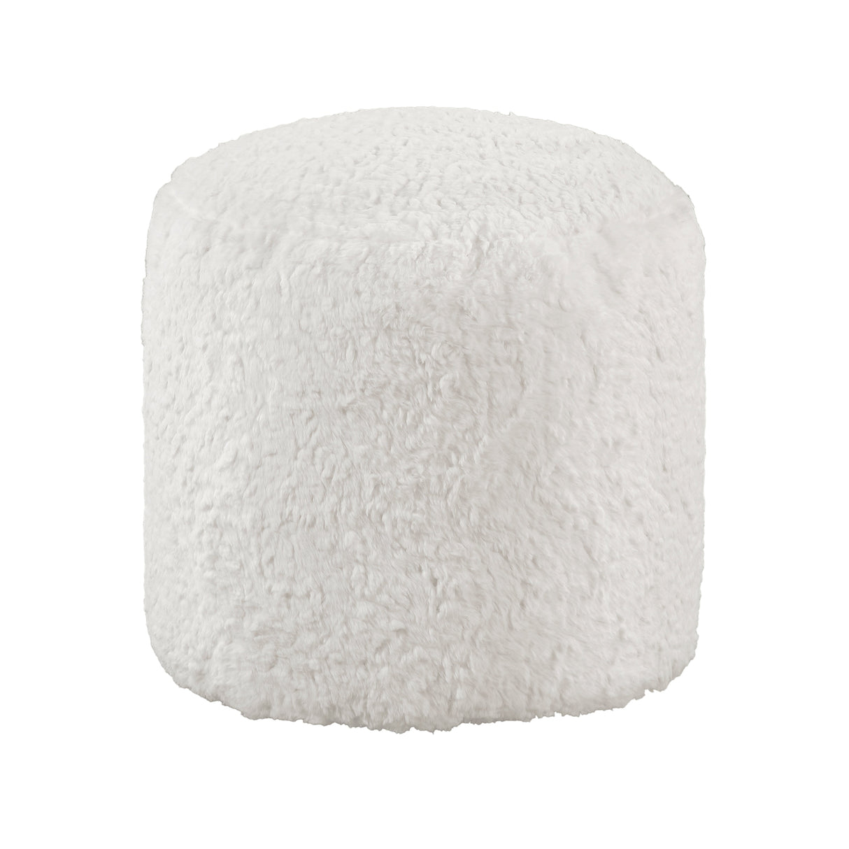 Easley Off-White Cylindrical Faux Fur Pouf (no Wooden Frame)