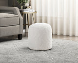 Easley Off-White Cylindrical Faux Fur Pouf (no Wooden Frame)