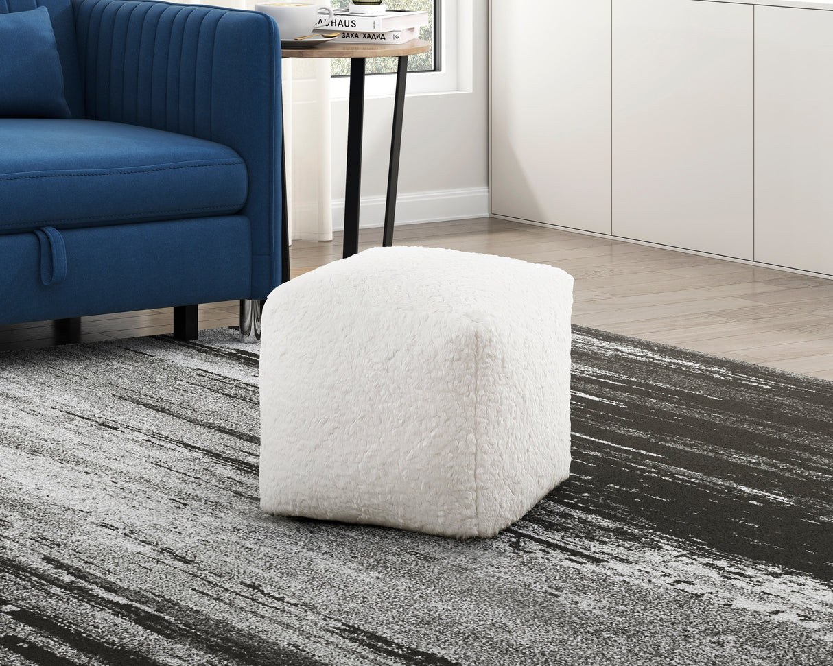 Easley Off-White Square Faux Fur Pouf (no Wooden Frame)