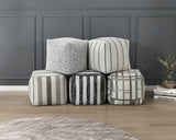 Easley Black/White Stripe Jacquard Pouf (no Wooden Frame)