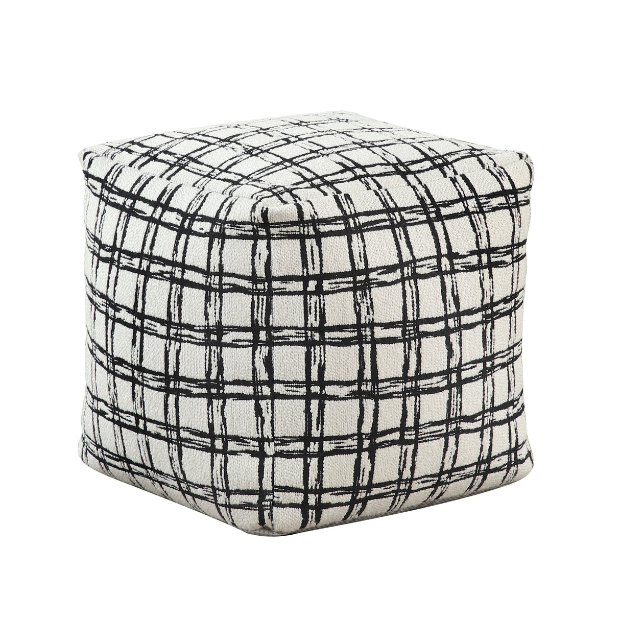 Easley Black & White Patterned Jacquard Pouf (no Wooden Frame)