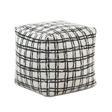 Easley Black & White Patterned Jacquard Pouf (no Wooden Frame)