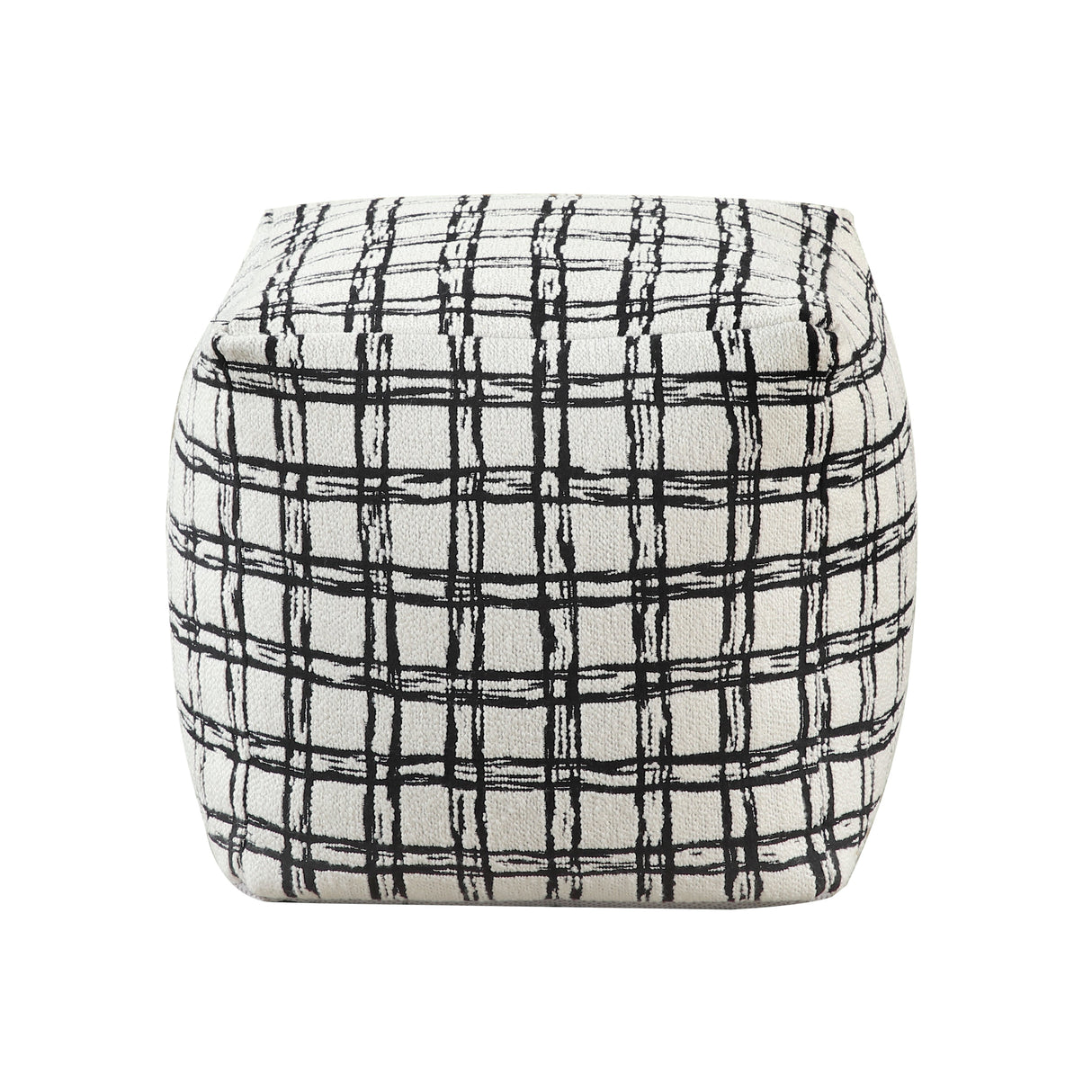 Easley Black & White Patterned Jacquard Pouf (no Wooden Frame)