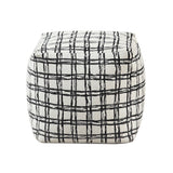 Easley Black & White Patterned Jacquard Pouf (no Wooden Frame)