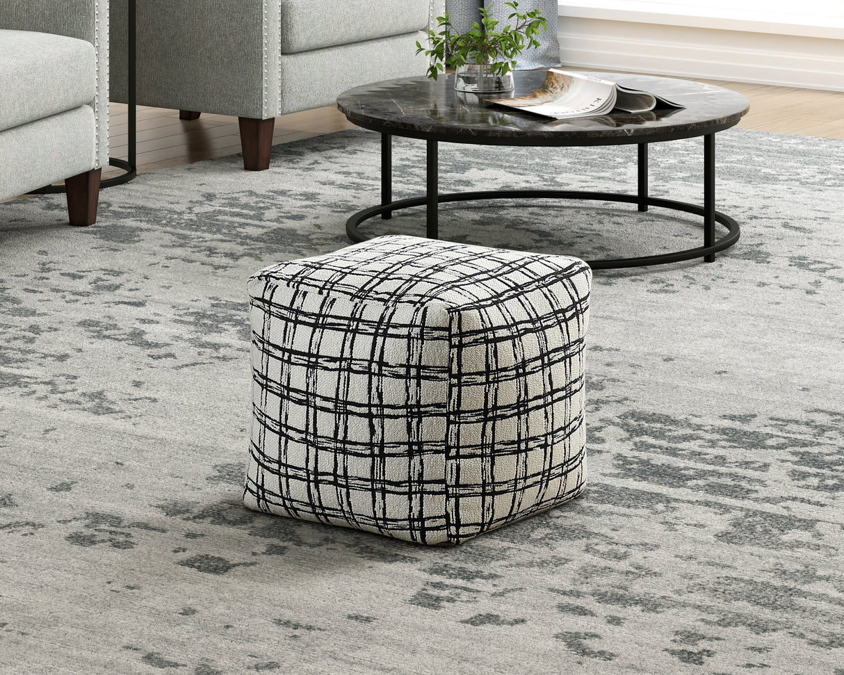 Easley Black & White Patterned Jacquard Pouf (no Wooden Frame)