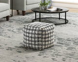 Easley Black & White Patterned Jacquard Pouf (no Wooden Frame)