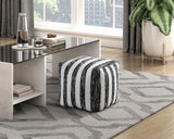 Easley Black & White  Jacquard Pouf (no Wooden Frame)