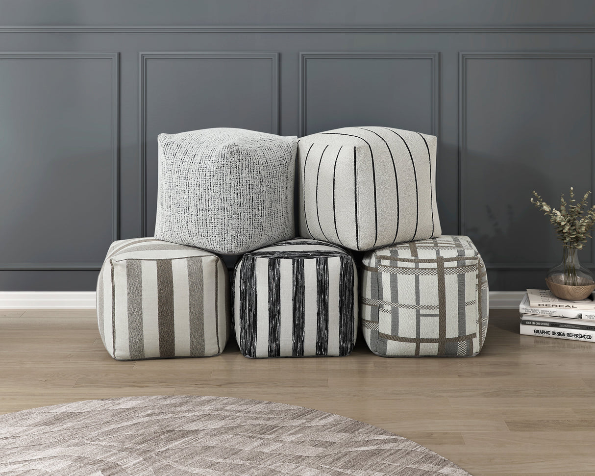 Easley Black & White  Jacquard Pouf (no Wooden Frame)