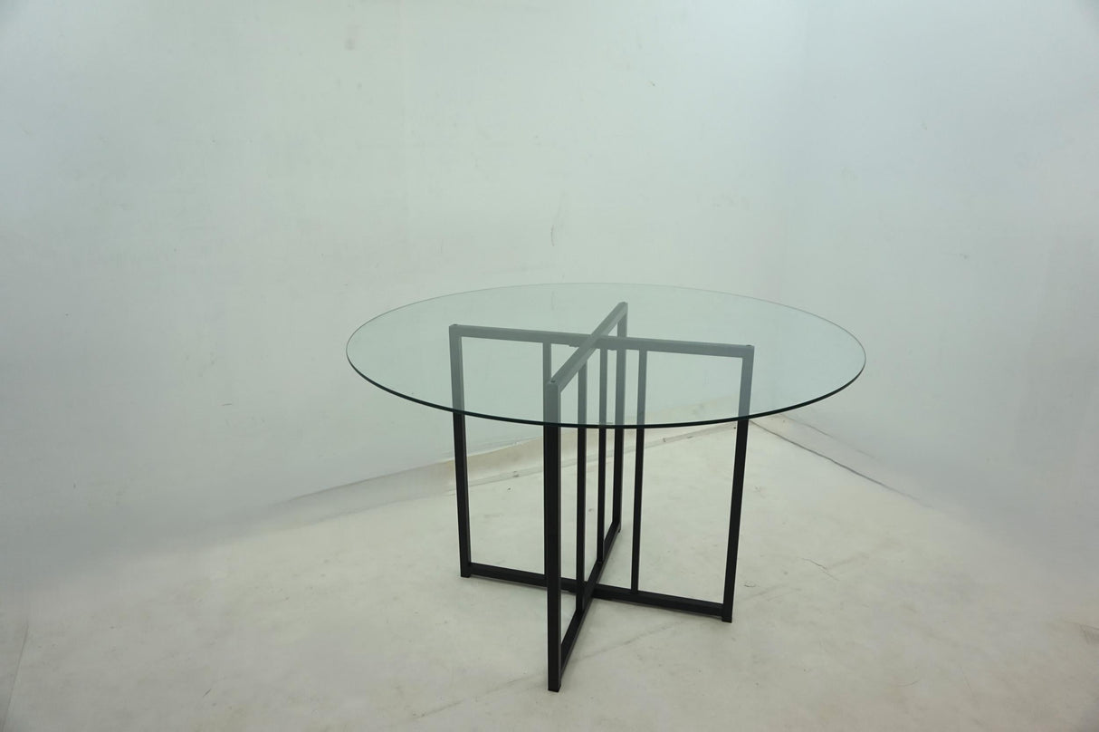 Pace Matte Black 48-inch Round Glass Top Dining Table by Coaster at Eve Furniture