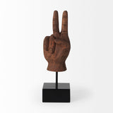 Pacem 4L x 4W Natural Wooden Carved Peace Sign Hand by Mercana at Eve Furniture