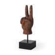 Pacem 4L x 4W Natural Wooden Carved Peace Sign Hand by Mercana at Eve Furniture