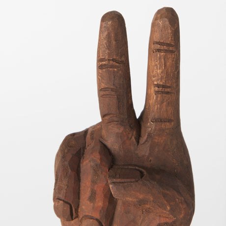 Pacem Natural Wooden Carved Peace Sign Hand by Mercana at Eve Furniture