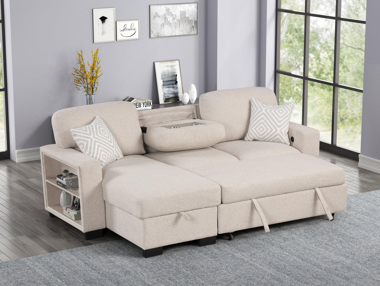Pacific Beige Reversible Sectional With Pull-Out Bed by Happy Homes at Eve Furniture