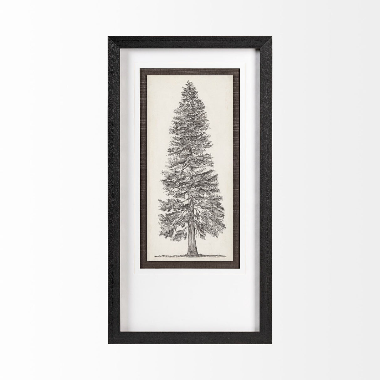 Pacific North West Tree Sketch I by Melissa Wang Hand Embellished Framed Art Print Matted under Glas by Mercana at Eve Furniture