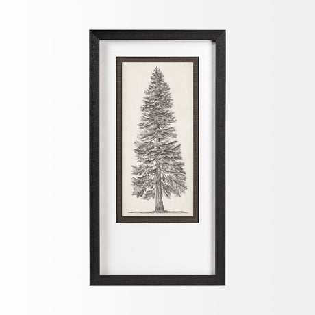 Pacific North West Tree Sketch I by Melissa Wang Hand Embellished Framed Art Print Matted under Glas by Mercana at Eve Furniture
