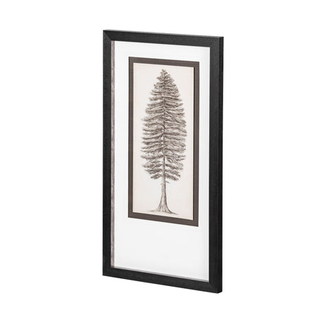 Pacific North West Tree Sketch II Melissa Wang Hand Embellished Framed Art Print Matted under Glass by Mercana at Eve Furniture