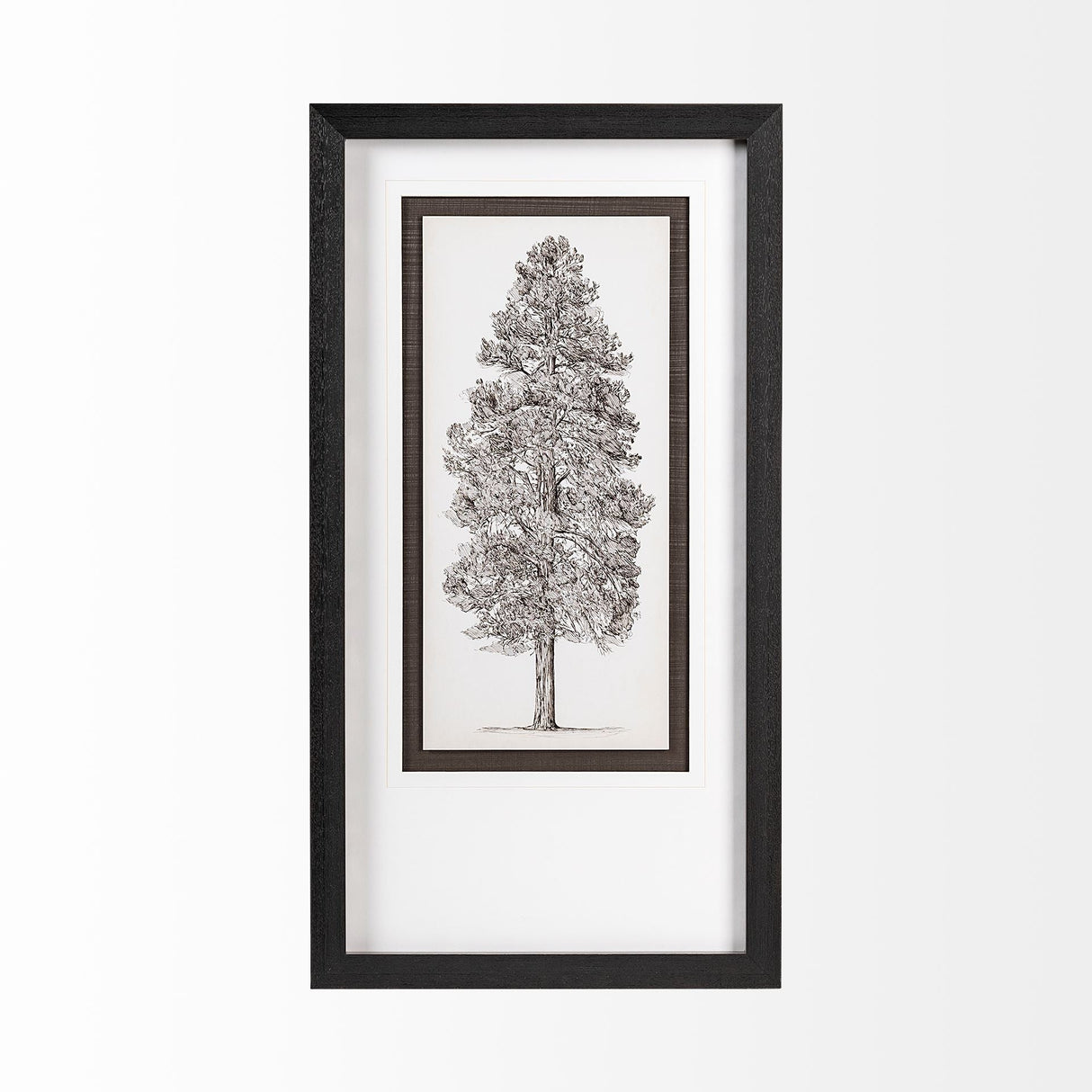 Pacific North West Tree Sketch III Melissa Wang Hand Embellished Framed Art Print Matted under Glass by Mercana at Eve Furniture