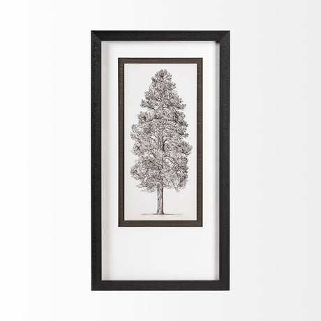 Pacific North West Tree Sketch III Melissa Wang Hand Embellished Framed Art Print Matted under Glass by Mercana at Eve Furniture