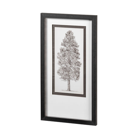Pacific North West Tree Sketch III Melissa Wang Hand Embellished Framed Art Print Matted under Glass by Mercana at Eve Furniture