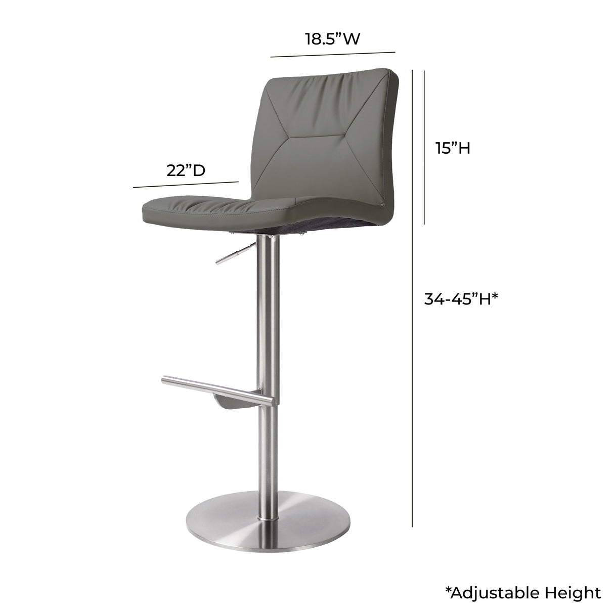 Paddy Performance Vegan Leather Adjustable Stool by TOV Furniture at Eve Furniture