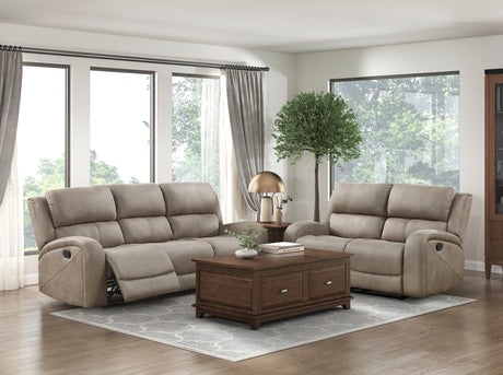Pagosa Brown Double Reclining Sofa by Homelegance at Eve Furniture