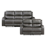 Pagosa Gray 2-Piece Double Reclining Set by Homelegance at Eve Furniture