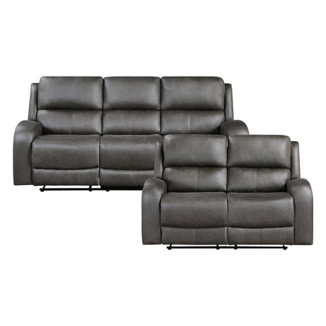 Pagosa Gray 2-Piece Double Reclining Set by Homelegance at Eve Furniture