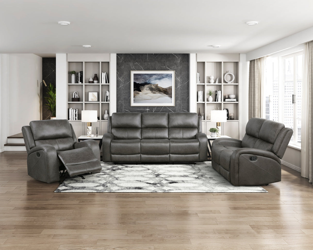 Pagosa Gray Double Reclining Living Room Set by Homelegance at Eve Furniture