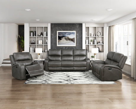 Pagosa Gray Double Reclining Loveseat by Homelegance at Eve Furniture