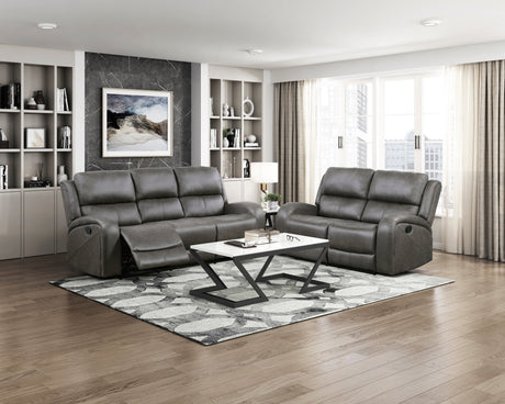 Pagosa Gray Double Reclining Sofa by Homelegance at Eve Furniture