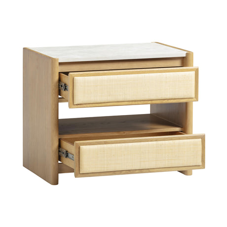 Paige Natural Oak 2-Drawer Nightstand by TOV Furniture at Eve Furniture