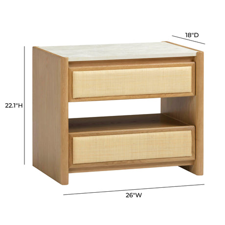 Paige Natural Oak 2-Drawer Nightstand by TOV Furniture at Eve Furniture
