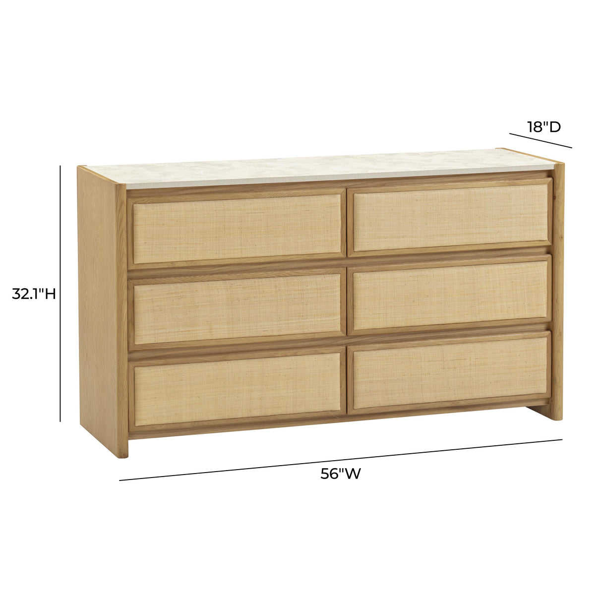 Paige Natural Oak 6-Drawer Dresser by TOV Furniture at Eve Furniture