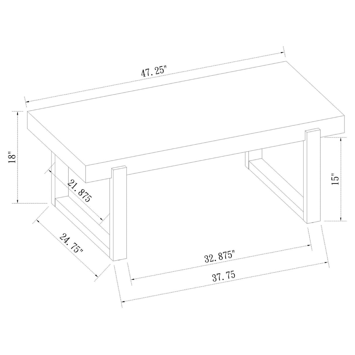 Pala White High Gloss/Natural Rectangular Coffee Table with Sled Base