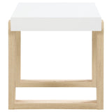 Pala Rectangular End Table with Sled Base White High Gloss/Natural