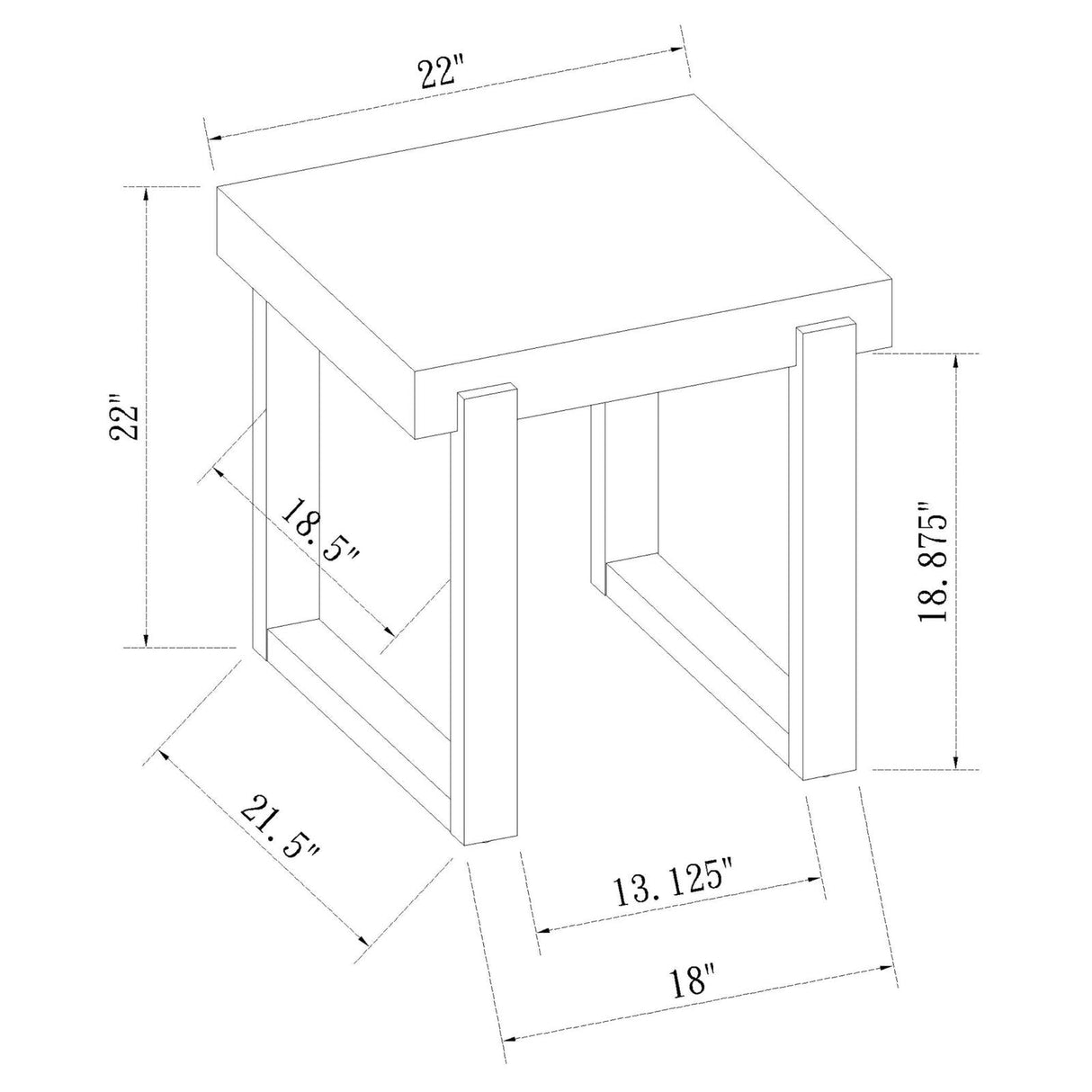 Pala Rectangular End Table with Sled Base White High Gloss/Natural