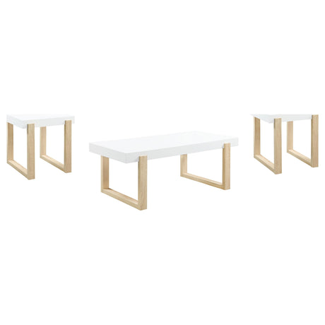 Pala White 3-Piece High Gloss Coffee and End Table Set by Coaster at Eve Furniture