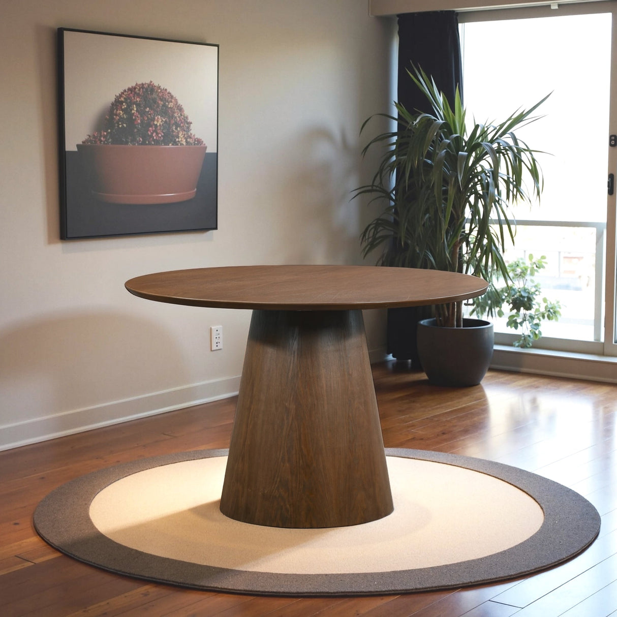 Palamades Round Solid Wood Walnut Small Dining Table by Ashcroft Imports at Eve Furniture