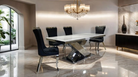 Palazzo Chrome 7-Piece Dining Room Set by Furniture of America at Eve Furniture