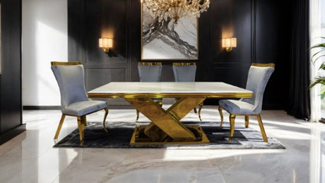 Palazzo Glam Gold 7-Piece Dining Room Set by Furniture of America at Eve Furniture
