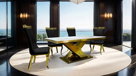 Palazzo Glam Gold 7-Piece Dining Room Set by Furniture of America at Eve Furniture