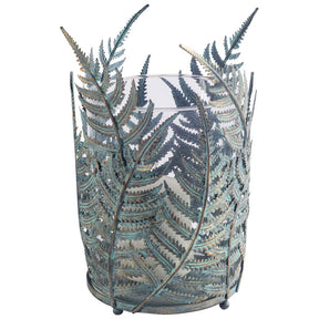 Palen II Large Green/Gold Metal Fern Leaf Table Candle Holder by Mercana at Eve Furniture