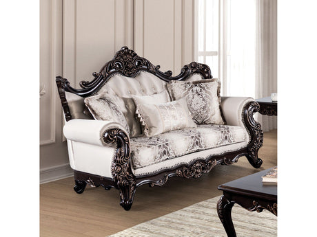 Palencia Dark Cherry/Beige Sofa & Loveseat by Furniture of America at Eve Furniture