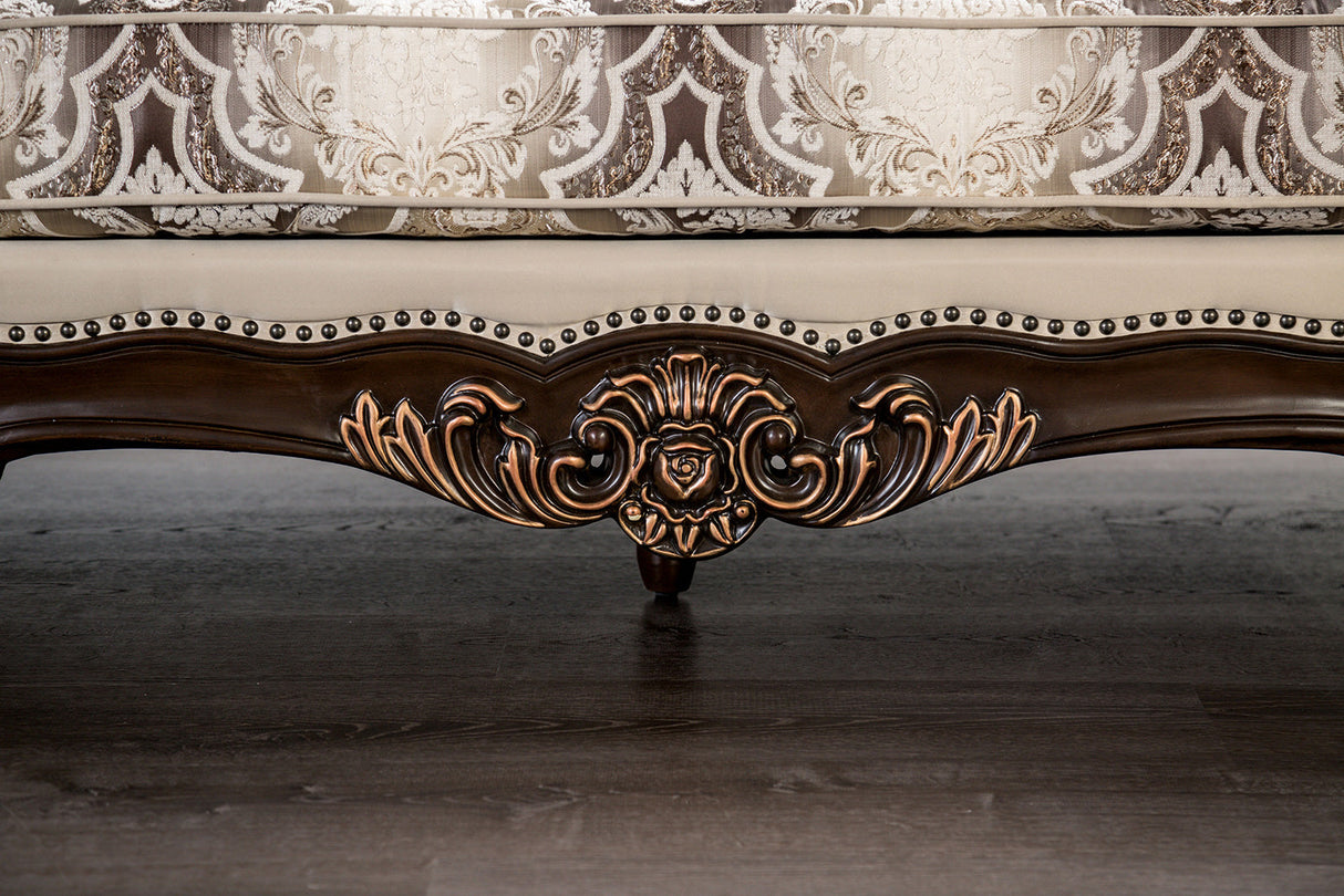 Palencia Dark Cherry/Beige Sofa & Loveseat by Furniture of America at Eve Furniture