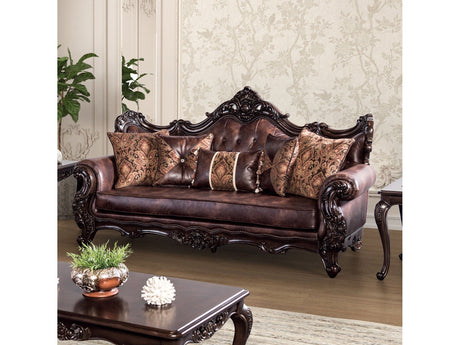 Palencia Dark Cherry/Brown Sofa & Loveseat by Furniture of America at Eve Furniture