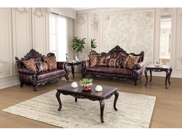 Palencia Dark Cherry/Brown Sofa & Loveseat - Eve Furniture