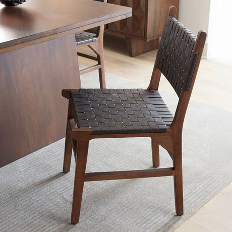 Palermo 18" Dining Chair with Black Leather in Matte Brown, Set of 2 by Home Trends & Design at Eve Furniture