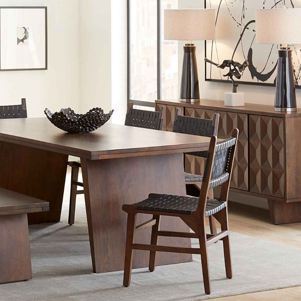 Palermo 18" Dining Chair with Black Leather in Matte Brown, Set of 2 by Home Trends & Design at Eve Furniture